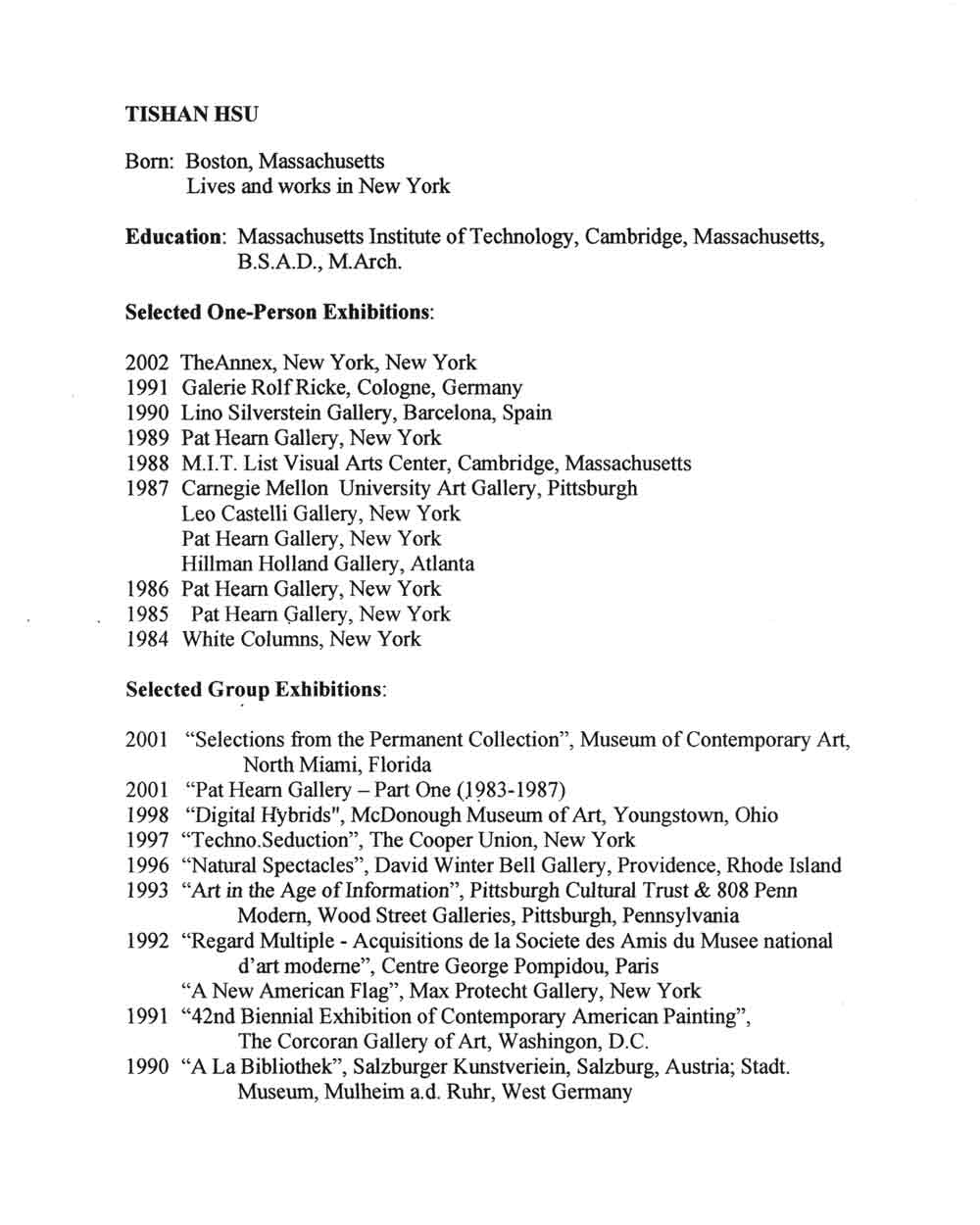 Ti Shan Hsu's Resume, pg 1